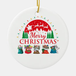 Frohe Weihnachtstypografie Santa Text Keramik Ornament