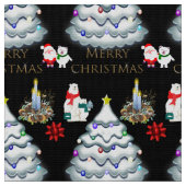 Frohe Weihnachtstypografie Tree Candles Polar Bär Stoff (Nahaufnahme)