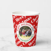Frohe Weihnachtstypografie und Foto Pappbecher (Rückseite)