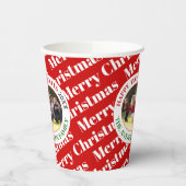 Frohe Weihnachtstypografie und Foto Pappbecher (Links)