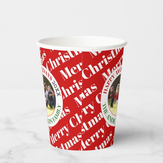 Frohe Weihnachtstypografie und Foto Pappbecher (Rechts)