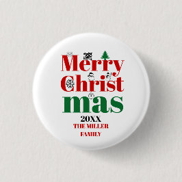 Frohe Weihnachtstypografie und Vintage Elemente Button