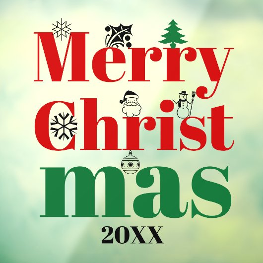 Frohe Weihnachtstypografie und Vintage Elemente Fensteraufkleber (Blatt 3)