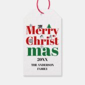 Frohe Weihnachtstypografie und Vintage Elemente Geschenkanhänger (Rückseite)
