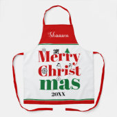 Frohe Weihnachtstypografie und Vintage Elemente Schürze (Vorderseite)
