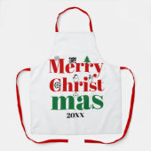 Frohe Weihnachtstypografie und Vintage Elemente Schürze (Vorderseite)
