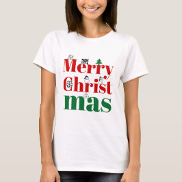 Frohe Weihnachtstypografie und Vintage Elemente T-Shirt
