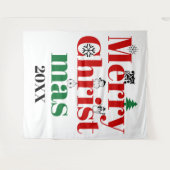 Frohe Weihnachtstypografie und Vintage Elemente Wandteppich (Vorderseite (Horizontal))