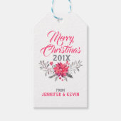 Frohe Weihnachtstypografie & Weihnachtsbouquet Geschenkanhänger (Vorderseite)