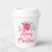 Frohe Weihnachtstypografie & Weihnachtsfeiern Blum Pappbecher (Rückseite)