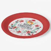 Frohe Weihnachtstypografie & Weihnachtskranz Pappteller (Schrägansicht)