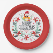 Frohe Weihnachtstypografie & Weihnachtskranz Pappteller (Vorderseite)