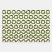Frohe Weihnachtstypografie Wreath Red Green Geschenkpapier Set (Vorderseite)