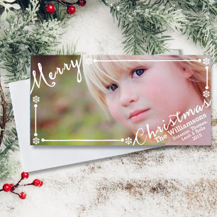Frohe Weihnachtsüberlagerung Snowflakes & 1 Foto Feiertagskarte