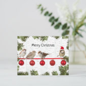 Frohe Weihnachtsvögel auf einem Limb Feiertagspostkarte (Stehend Vorderseite)