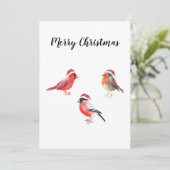 Frohe Weihnachtsvögel grüßen Karte. Dankeskarte (Stehend Vorderseite)