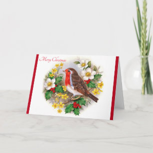 Frohe Weihnachtsvögel im natürlichen Flora-Rahmen Feiertagskarte