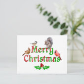 Frohe Weihnachtsvögel und Eichhörnchen Feiertagspostkarte (Stehend Vorderseite)