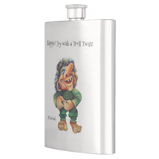 Frohe Weihnachtswache und Baumfreude Flachmann (Links)