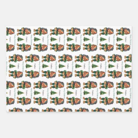 Frohe Weihnachtswache und Baumfreude Geschenkpapier Set (Vorderseite)