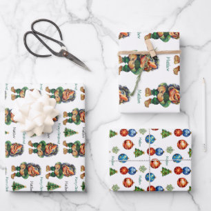 Frohe Weihnachtswache und Baumfreude Geschenkpapier Set