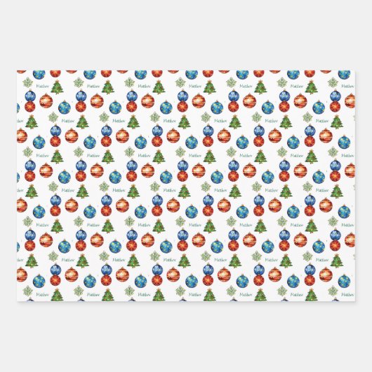 Frohe Weihnachtswache und Baumfreude Geschenkpapier Set (Vorderseite 3)