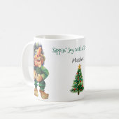 Frohe Weihnachtswache und Baumfreude Kaffeetasse (Vorderseite Links)