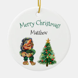 Frohe Weihnachtswache und Baumfreude Keramik Ornament