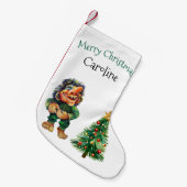 Frohe Weihnachtswache und Baumfreude Kleiner Weihnachtsstrumpf (Vorderansicht (hängend))