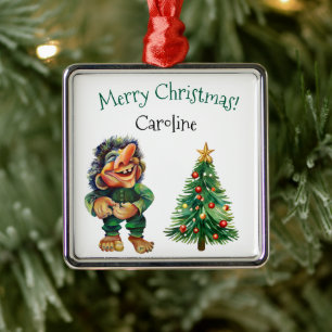 Frohe Weihnachtswache und Baumfreude Ornament Aus Metall