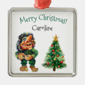 Frohe Weihnachtswache und Baumfreude Ornament Aus Metall (Vorne)