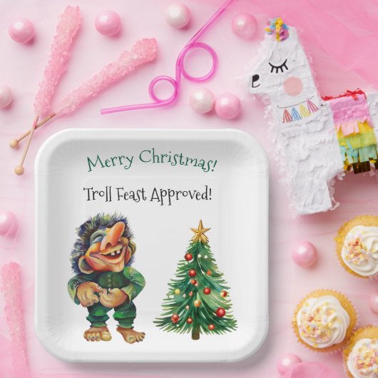 Frohe Weihnachtswache und Baumfreude Pappteller (Party)