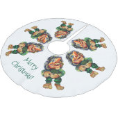 Frohe Weihnachtswache und Baumfreude Polyester Weihnachtsbaumdecke (Schrägansicht)