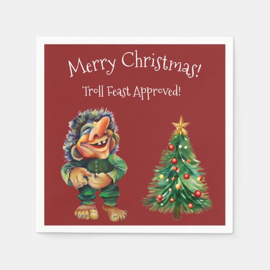 Frohe Weihnachtswache und Baumfreude Serviette (Vorderseite)