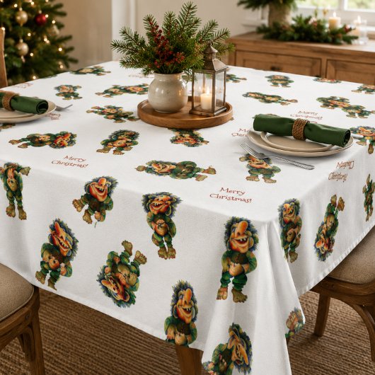 Frohe Weihnachtswache und Baumfreude Tischdecke