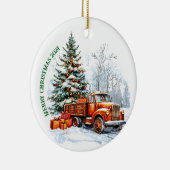 Frohe Weihnachtswagen Keramik Ornament (Rechts)