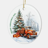 Frohe Weihnachtswagen Keramik Ornament (Links)
