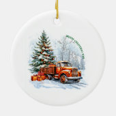 Frohe Weihnachtswagen Keramik Ornament (Hinten)