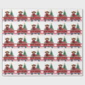 Frohe Weihnachtswagen mit Weihnachtsbaum Geschenkpapier (Flach)