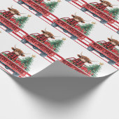 Frohe Weihnachtswagen mit Weihnachtsbaum Geschenkpapier (Ecke)