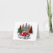 Frohe Weihnachtswagen und Bäume Feiertagskarte (Vorderseite)