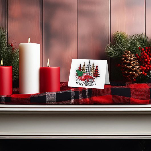 Frohe Weihnachtswagen und Bäume Feiertagskarte