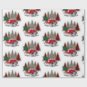 Frohe Weihnachtswagen und Bäume Geschenkpapier (Flach)