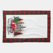 Frohe Weihnachtswagen und Bäume Geschirrtuch (Horizontal)