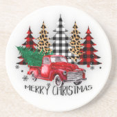 Frohe Weihnachtswagen und Bäume Getränkeuntersetzer (Vorne)