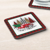 Frohe Weihnachtswagen und Bäume Getränkeuntersetzer (Linke Seite)