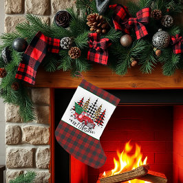 Frohe Weihnachtswagen und Bäume Kleiner Weihnachtsstrumpf