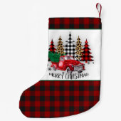 Frohe Weihnachtswagen und Bäume Kleiner Weihnachtsstrumpf (Rückseite)