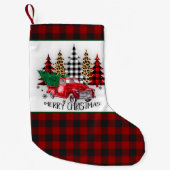 Frohe Weihnachtswagen und Bäume Kleiner Weihnachtsstrumpf (Vorderseite)