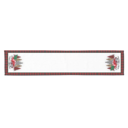 Frohe Weihnachtswagen und Bäume Kurzer Tischläufer (Horizontal)